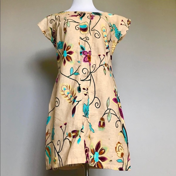 Floral Print Wing Sleeve Retro Mini Dress - Picture 3 of 5